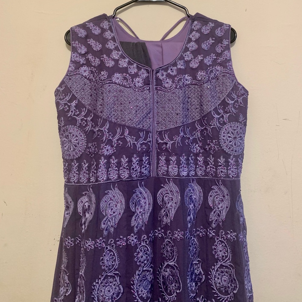 Aubergine Georgette Sleeveless Shalwar Kamis